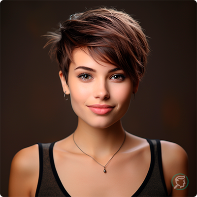 Kvinde med pixie cut frisure