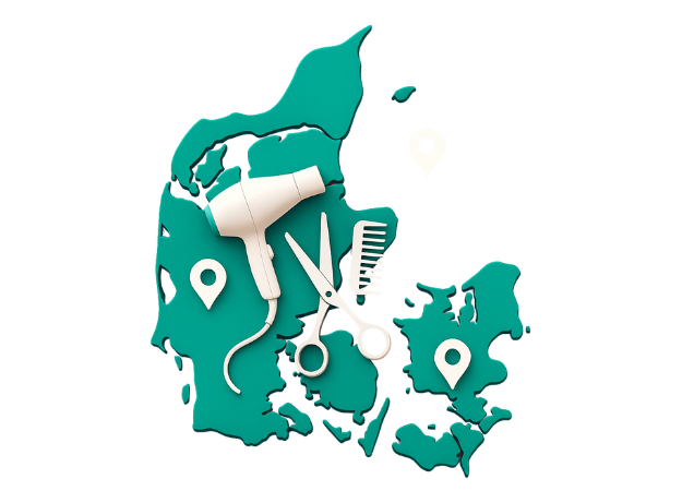 Danmarkskort med frisør i nærheden